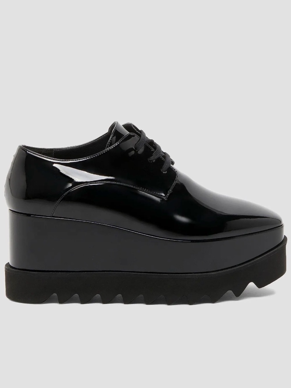 Stella McCartney - Elyse Shiny Patent 75MM Platform Lace-Up Shoes